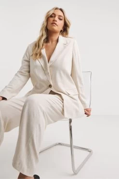 Simply Be Natural Stone Tie Waist Linen Blazer -Fashion Women 603 630s4