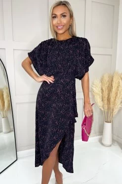 AX Paris Blue Speckled High Low Full Top Midi Dress -Fashion Women 604193s4