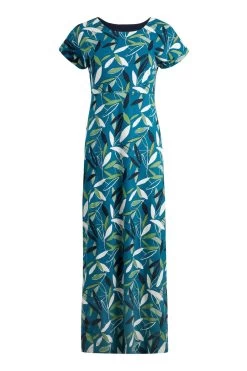 Weird Fish Blue Mirren Organic Printed Maxi Dress