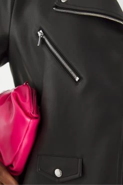 Simply Be Oversized Black Longline Pu Biker Jacket -Fashion Women 615 302s4