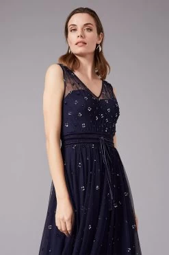 Phase Eight Blue Marcia Sequin Tulle Dress -Fashion Women 650143s3