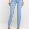 River Island Blue Denim High Rise Slim Mom Jeans -Fashion Women 662392s