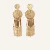 Accessorize Gold Tone Textured Metal Tassel Statement Earrings