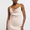 River Island Pink Lace Cowl Neck Slip Dress -Fashion Women 670325s