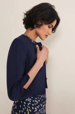 Phase Eight Blue Zoelle Bow Detail Jacket -Fashion Women 685109s3