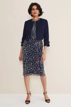 Phase Eight Blue Zoelle Bow Detail Jacket -Fashion Women 685109s4