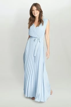 Gina Bacconi Blue Chelsey Maxi Dress With Pleat Skirt