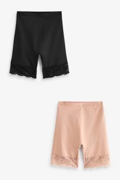 Next Black/Nude Tummy Control Shaping Lace Back Shorts 2 Pack -Fashion Women 693624s4
