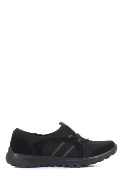 Pavers Ladies Black Lightweight Slip-On Trainers