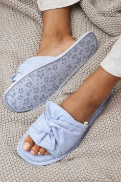 Next Linen Bow Slider Slippers