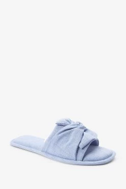 Next Linen Bow Slider Slippers -Fashion Women 6992Q6s4