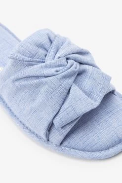 Next Linen Bow Slider Slippers -Fashion Women 6992Q6s6