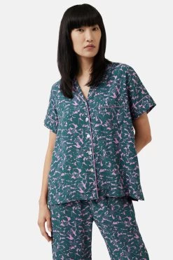 Jigsaw Green Shadow Leaf Cropped Cami Pyjamas -Fashion Women 751517s3