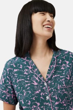 Jigsaw Green Shadow Leaf Cropped Cami Pyjamas -Fashion Women 751517s4