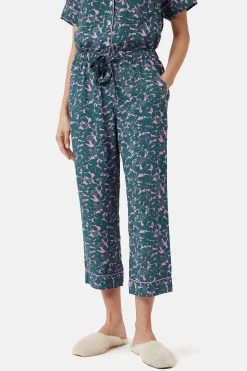 Jigsaw Green Shadow Leaf Cropped Cami Pyjamas -Fashion Women 751517s5