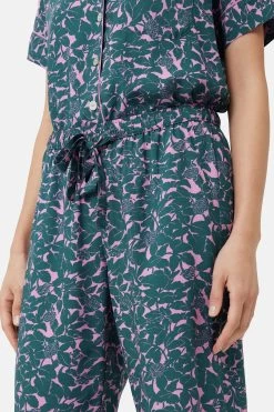 Jigsaw Green Shadow Leaf Cropped Cami Pyjamas -Fashion Women 751517s6