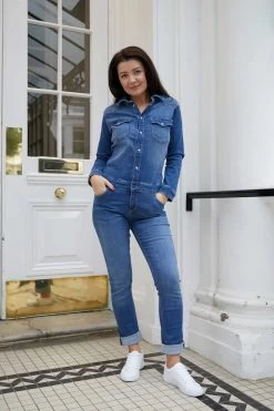 Donna Ida Sadie Blue Straight Denim Jumpsuit 10 Donna Ida Sadie Blue Straight Denim Jumpsuit -Fashion Women 7NM827s3