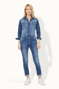 Donna Ida Sadie Blue Straight Denim Jumpsuit 12 Donna Ida Sadie Blue Straight Denim Jumpsuit -Fashion Women 7NM827s5