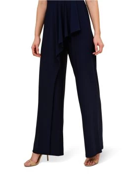 Adrianna Papell Blue Jersey Draped Jumpsuit -Fashion Women 809865s4