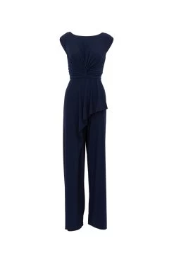 Adrianna Papell Blue Jersey Draped Jumpsuit -Fashion Women 809865s6