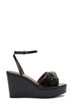 Kurt Geiger London Black Kensington Wedge Sandals
