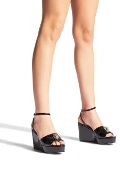 Kurt Geiger London Black Kensington Wedge Sandals -Fashion Women 818774s5