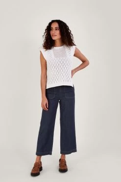 Monsoon Blue Harper Crop Wide Leg Pull-On Jeans -Fashion Women 827308s3