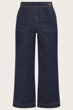 Monsoon Blue Harper Crop Wide Leg Pull-On Jeans -Fashion Women 827308s4