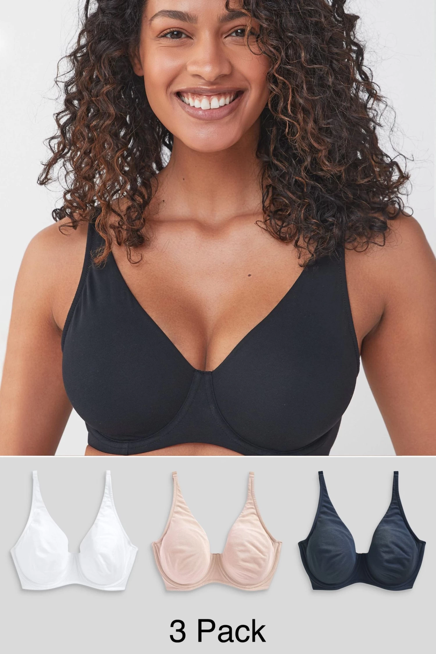 Next DD+ Cotton Blend Bras 3 Pack 3 Next DD+ Cotton Blend Bras 3 Pack