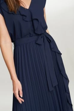 Gina Bacconi Blue Caprice Maxi Dress With Frill Detail And Pleat Skirt -Fashion Women 875665s4