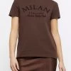 River Island Milan Brown Graphic T-Shirt