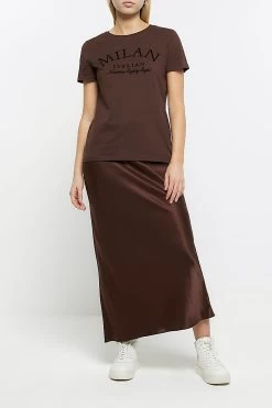River Island Milan Brown Graphic T-Shirt -Fashion Women 879933s3