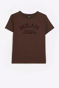 River Island Milan Brown Graphic T-Shirt -Fashion Women 879933s5
