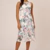 Adrianna Papell Floral Printed Veiled White Dress -Fashion Women 887373s