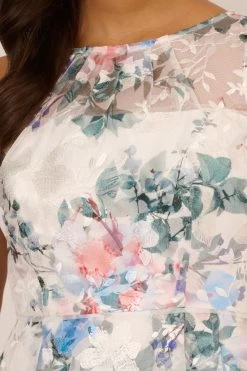 Adrianna Papell Floral Printed Veiled White Dress -Fashion Women 887373s4