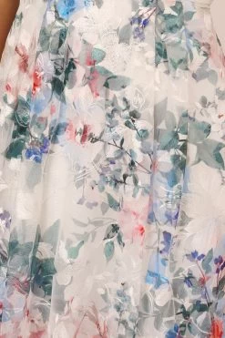 Adrianna Papell Floral Printed Veiled White Dress -Fashion Women 887373s7