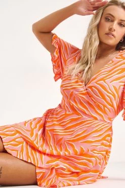 Simply Be Pink Crinkle Wrap Dress -Fashion Women 894551s5