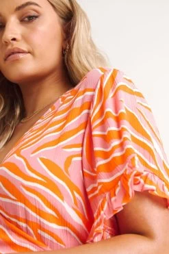 Simply Be Pink Crinkle Wrap Dress -Fashion Women 894551s6