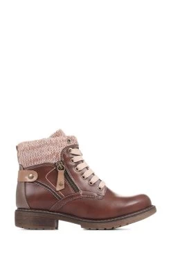 Pavers Brown Lace Up Ankle Boots