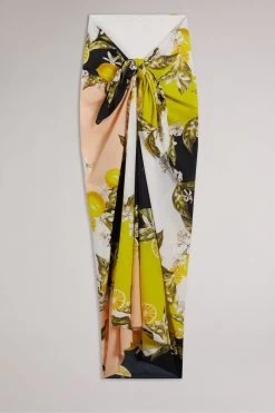 Ted Baker Abbieee Black Botanical Printed Beach Sarong -Fashion Women 900115s3