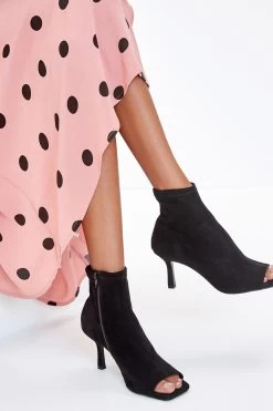 Next Black Forever Comfort® Peep Toe Heeled Shoe Boots