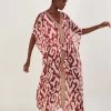 Monsoon Red Ikat Print Tie Maxi Kaftan -Fashion Women 914459s