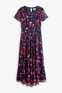 Pure Collection Blue Short Sleeve Midi Dress -Fashion Women 933836s4