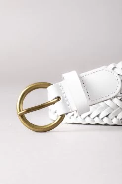 Lakeland Leather White Waverton Leather Woven Belt -Fashion Women 935026s3