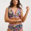Figleaves Pink Floral Print Frida Soft Plunge Bikini Top -Fashion Women 944 987s
