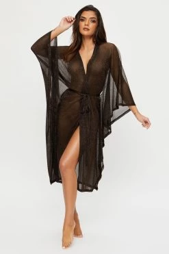 Ann Summers Summer Nights Shimmer Mesh Black Robe