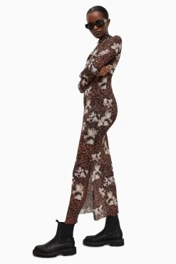 AllSaints Tia Alessandra Brown Dress -Fashion Women 962143s3