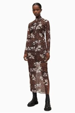 AllSaints Tia Alessandra Brown Dress -Fashion Women 962143s4