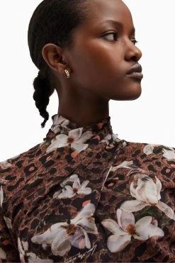 AllSaints Tia Alessandra Brown Dress -Fashion Women 962143s5