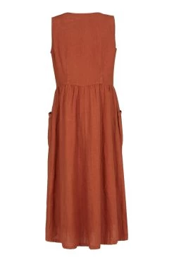 Celtic & Co. Red Linen Sleeveless Midi Dress -Fashion Women 971237s6